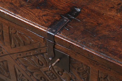 fig 4. English Midlands Oak Six Plank Charles II Coffer (Circa 1670)