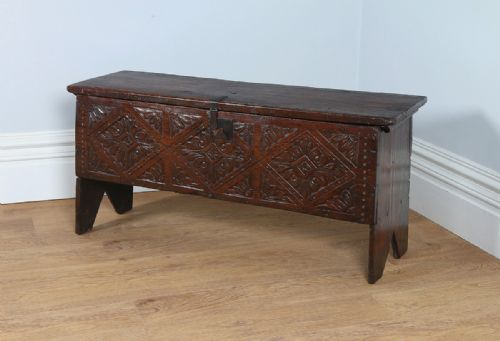 fig 2. English Midlands Oak Six Plank Charles II Coffer (Circa 1670)