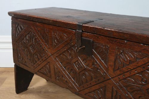 fig 6. English Midlands Oak Six Plank Charles II Coffer (Circa 1670)