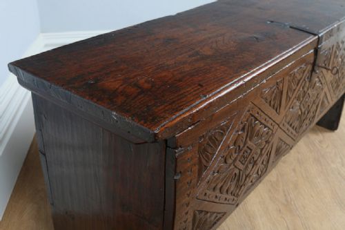 fig 7. English Midlands Oak Six Plank Charles II Coffer (Circa 1670)