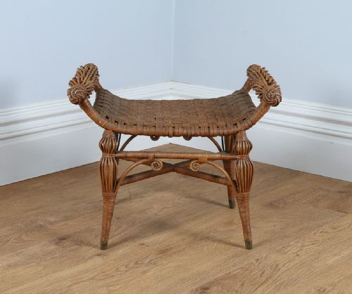 fig 1. English Victorian Wicker Rattan Stool (Circa 1880)
