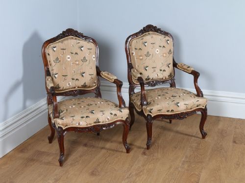 fig 3. French Louis XVI Revival Walnut Three Piece Couch Settee Sofa Armchairs Living Drawing Room Suite (Circa 1850)
