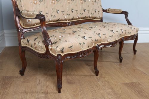 fig 6. French Louis XVI Revival Walnut Three Piece Couch Settee Sofa Armchairs Living Drawing Room Suite (Circa 1850)