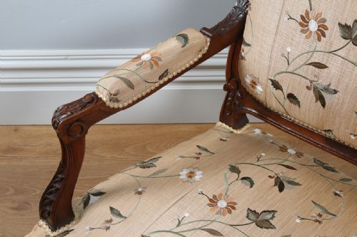 fig 7. French Louis XVI Revival Walnut Three Piece Couch Settee Sofa Armchairs Living Drawing Room Suite (Circa 1850)