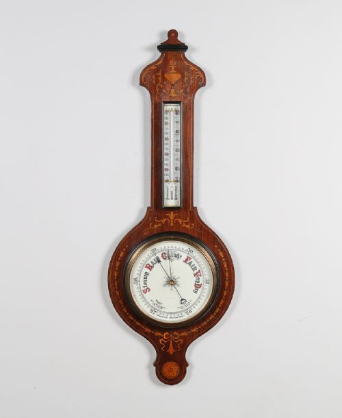 Edwardian Inlaid Rosewood Aneroid Barometer (Circa 1900)