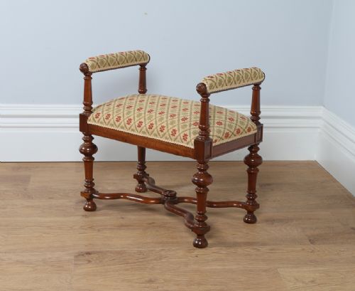 fig 2. French Upholstered Walnut Carolean Revival Stool (c.1880)