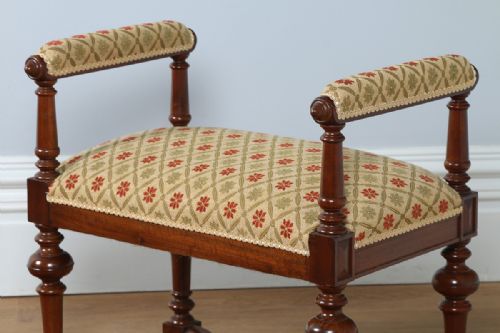 fig 3. French Upholstered Walnut Carolean Revival Stool (c.1880)