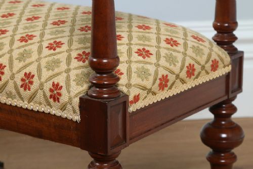 fig 7. French Upholstered Walnut Carolean Revival Stool (c.1880)