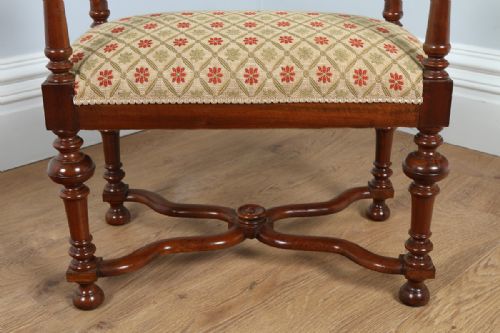 fig 8. French Upholstered Walnut Carolean Revival Stool (c.1880)