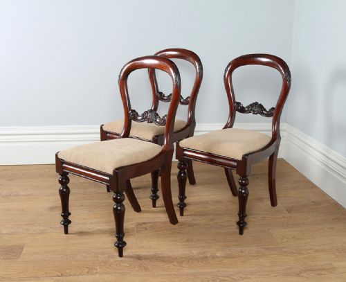 3 Three / Pair Cuban Mahogany Victorian Balloon Back Chairs (C.1850)