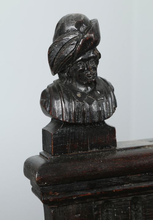 fig 4. Victorian Carved Oak High Back Settle (Circa 1880)