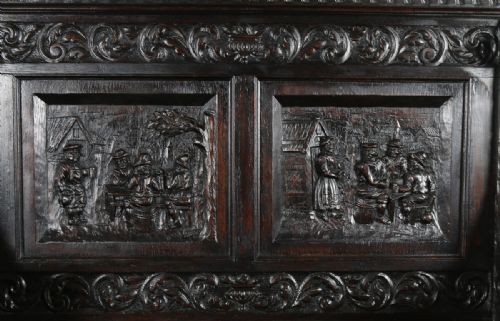 fig 5. Victorian Carved Oak High Back Settle (Circa 1880)