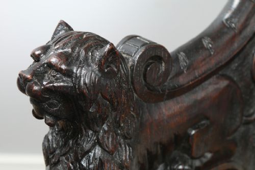 fig 7. Victorian Carved Oak High Back Settle (Circa 1880)