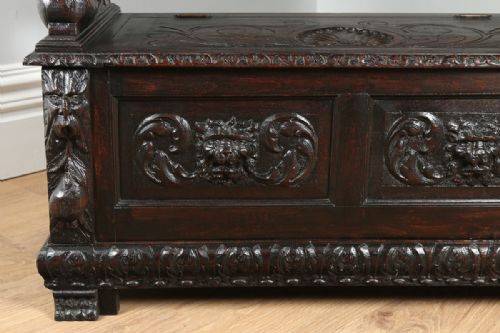 fig 9. Victorian Carved Oak High Back Settle (Circa 1880)