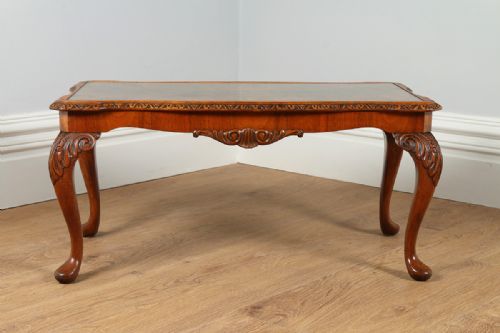 fig 1. Carved Burr Walnut & Glass Rectangular Coffee Table (Circa 1920)