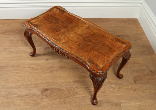 fig 2. Carved Burr Walnut & Glass Rectangular Coffee Table (Circa 1920)