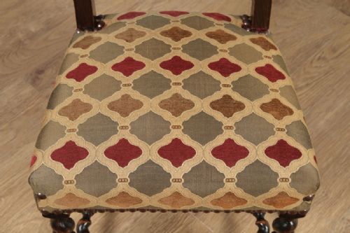 fig 8. Set of 12 French Carolean Revival Upholstered Oak High Back Dining Chairs (Circa 1910)