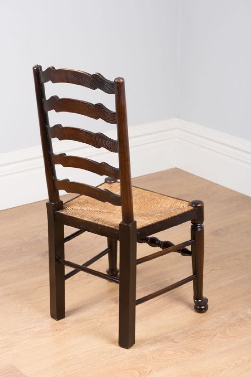 fig 6. Set of 6 Ash & Elm Ladder Back Country Farmhouse Dining Chairs (Circa 1910)