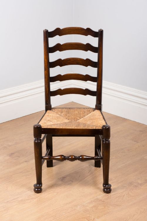 fig 7. Set of 6 Ash & Elm Ladder Back Country Farmhouse Dining Chairs (Circa 1910)