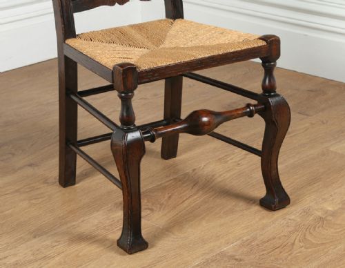 fig 8. Set of 8 Oak Ladder Back Country Farmhouse Dining Chairs (Circa 1890)