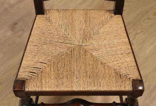 fig 9. Set of 8 Oak Ladder Back Country Farmhouse Dining Chairs (Circa 1890)