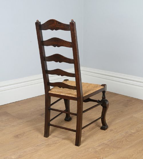 fig 10. Set of 8 Oak Ladder Back Country Farmhouse Dining Chairs (Circa 1890)