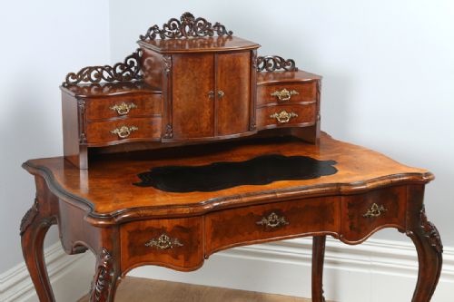 fig 2. Louis XV French Walnut & Leather Bonheur Du Jour Writing Desk Table (Circa 1860)