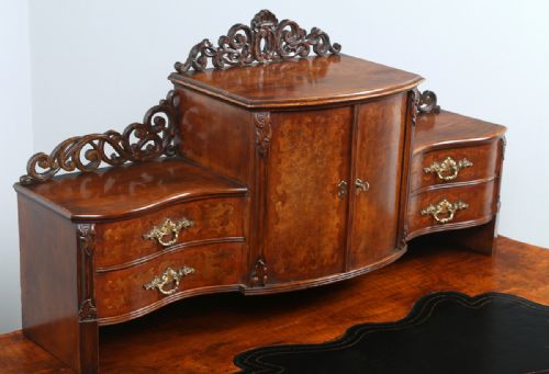 fig 4. Louis XV French Walnut & Leather Bonheur Du Jour Writing Desk Table (Circa 1860)