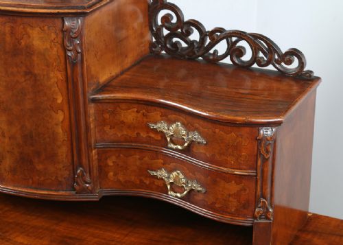 fig 6. Louis XV French Walnut & Leather Bonheur Du Jour Writing Desk Table (Circa 1860)