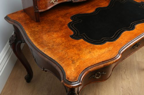fig 7. Louis XV French Walnut & Leather Bonheur Du Jour Writing Desk Table (Circa 1860)
