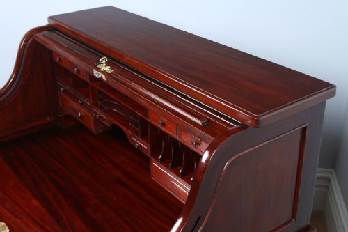 fig 4. American 4ft 2” Mahogany Roll Top Pedestal Desk (Circa 1880)