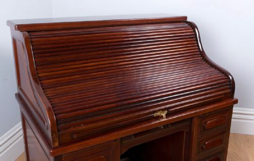 fig 2. American 4ft 2” Mahogany Roll Top Pedestal Desk (Circa 1880)