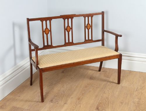 Edwardian Inlaid Mahogany Salon Couch (Circa 1900)