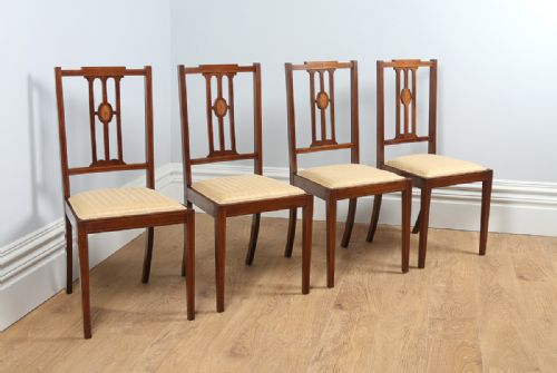 Set of 4 Edwardian Inlaid Mahogany Side Chairs (Circa 1900)