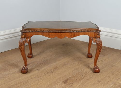 fig 1. Carved Burr Walnut & Glass Rectangular Coffee Table (Circa 1920)