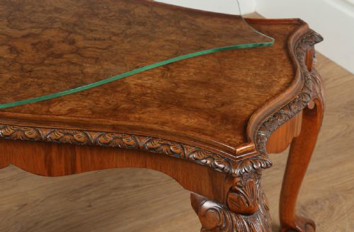 fig 5. Carved Burr Walnut & Glass Rectangular Coffee Table (Circa 1920)