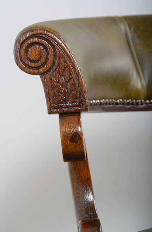fig 5. Victorian Oak & Leather Revolving Office Armchair (Circa 1860)