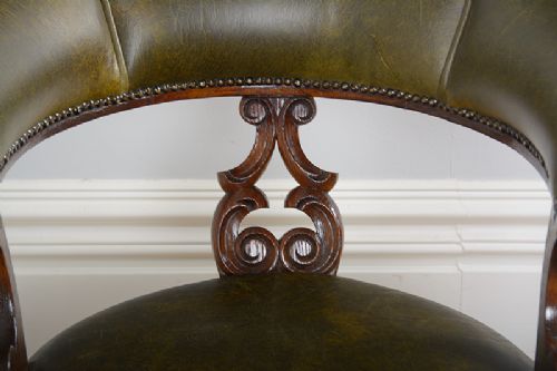 fig 8. Victorian Oak & Leather Revolving Office Armchair (Circa 1860)