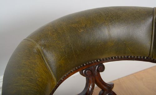 fig 9. Victorian Oak & Leather Revolving Office Armchair (Circa 1860)