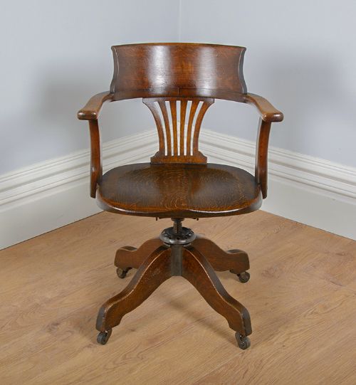 fig 1. Edwardian Oak Revolving Office Armchair (Circa 1900)