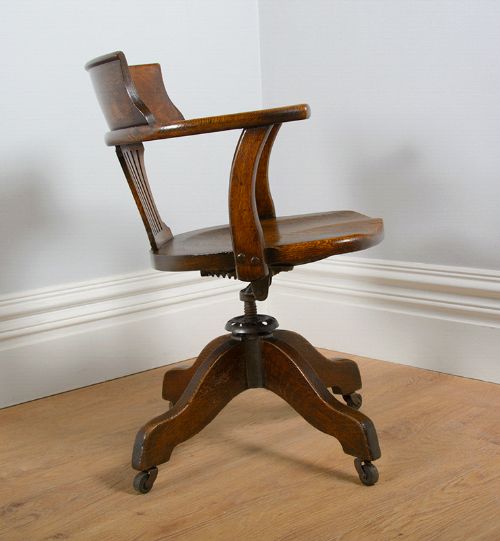 fig 10. Edwardian Oak Revolving Office Armchair (Circa 1900)