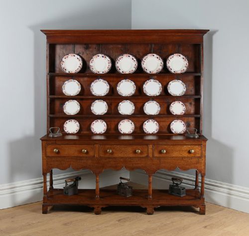Georgian Welsh Montgomeryshire Oak Farmhouse Potboard High Dresser Base & Rack (Circa 1780)