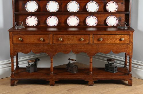 fig 1. Georgian Welsh Montgomeryshire Oak Farmhouse Potboard High Dresser Base & Rack (Circa 1780)