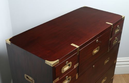 fig 2. Colonial Mahogany Campaign Secretaire Chest of Drawers (Circa 1860)