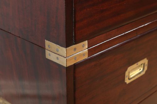 fig 4. Colonial Mahogany Campaign Secretaire Chest of Drawers (Circa 1860)