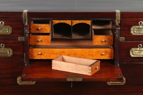 fig 6. Colonial Mahogany Campaign Secretaire Chest of Drawers (Circa 1860)