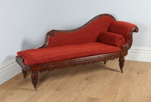 Victorian Oak Upholstered Chaise Longue (Circa 1840)