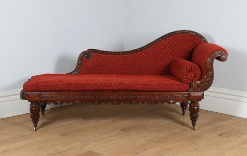 fig 1. Victorian Oak Upholstered Chaise Longue (Circa 1840)