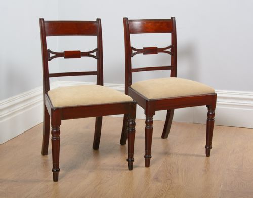 Pair of Regency Mahogany Bar Back Dining Chairs (Circa 1815)