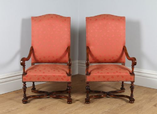 fig 1. Pair of French Walnut Fauteuil Armchairs (Circa 1860)